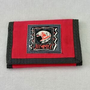 Vintage 80s Jimmy’Z Surf Nylon Trifold Hook & Loop Wallet Red Skate Surf Style
